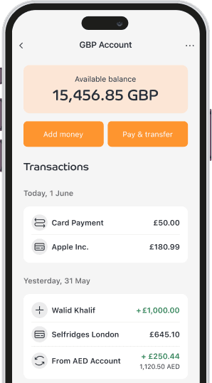 Bank from the UAE, as if you were in London